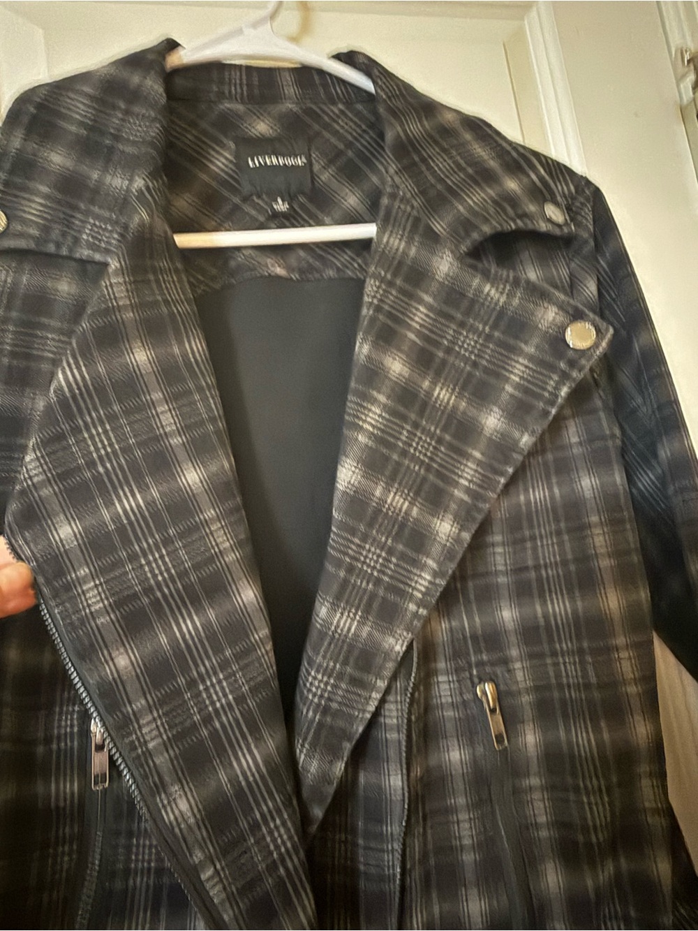 Liverpool Los Angeles Plaid Moto Jacket - Tartan-style plaid, Size Small - Picture 4 of 13